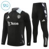 Manchester United Børn Trænings Sweatshirt Dragt 2024-25 Sort Kvart-Zip